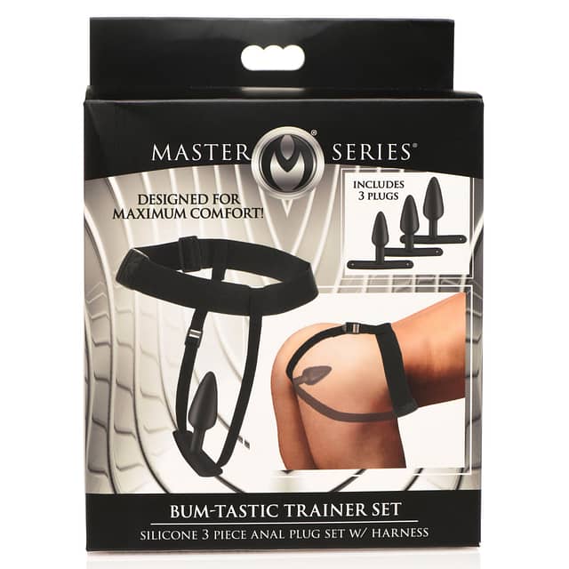 Bum Tastic Trainer Set Silicone Piece Anal Plug Set With Harness