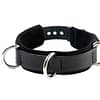 3-D Ring Leather Slave Collar Black