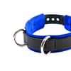 3-D Ring Leather Slave Collar Blue