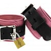Locking Leather Wrist Cuffs Pink