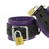Locking Leather Wrist Cuffs Purple