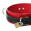 Tri Ring Locking Leather Red Collar Back View