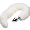 White Mink Tail Anal Plug Curled