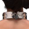Stainless Steel Locking Bondage Collar With Model Locked