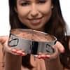 Stainless Steel Locking Bondage Collar With Model