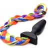 Vibrating Rainbow Pony Tail Anal Plug Braided