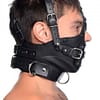 Leather Head Harness with Removeable Gag Side View without blindfold