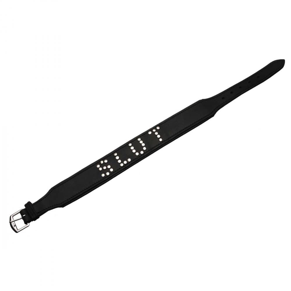 Leather Slut Collar unbuckled