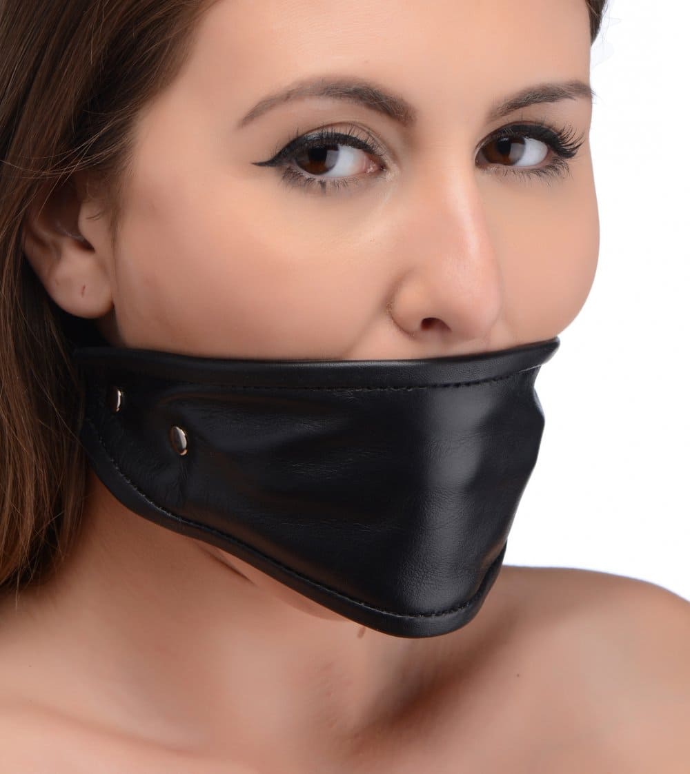 Leather Covered Ball Gag With Female Model