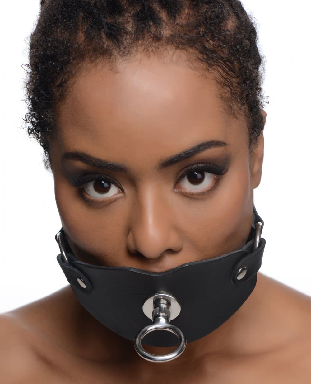Eyelet Ball Gag With Female Model