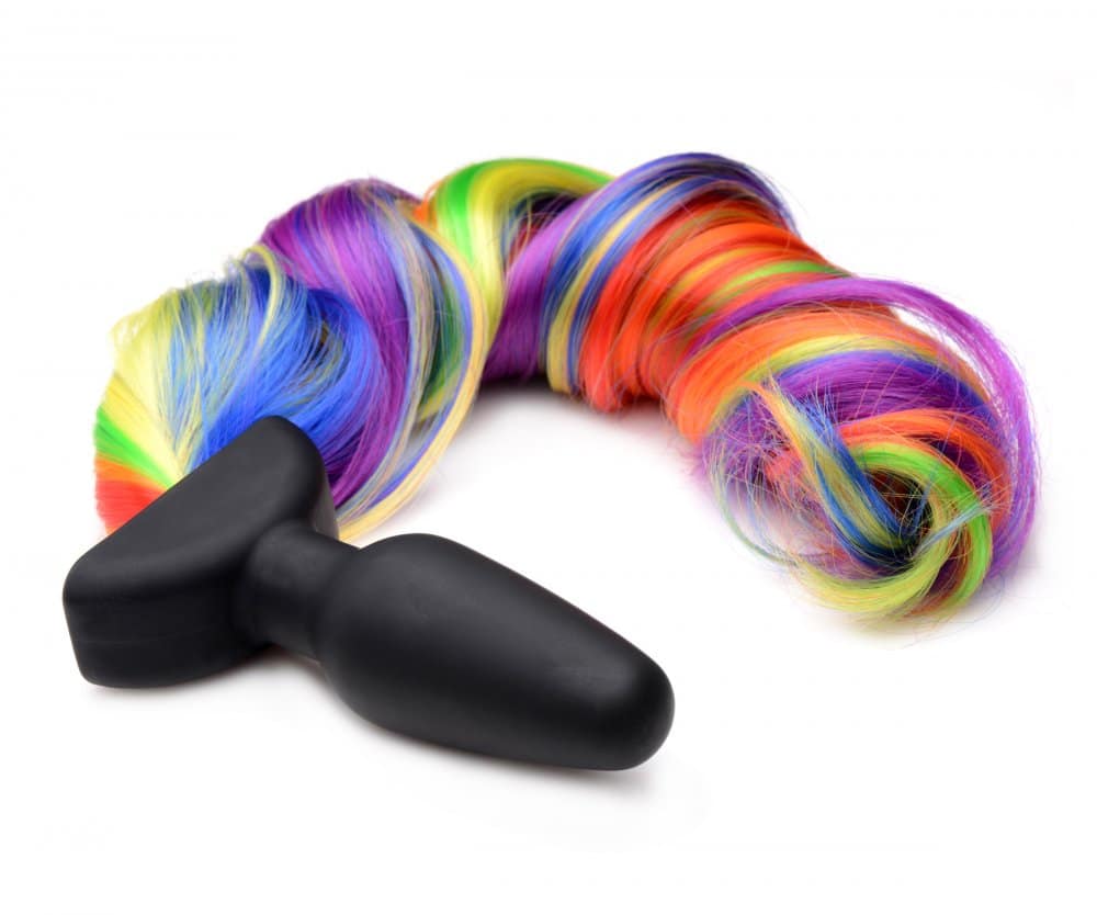 Vibrating Rainbow Pony Tail Anal Plug