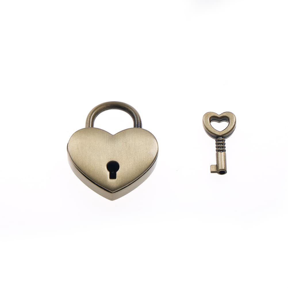 Antique Brass Heart Shaped PadLock