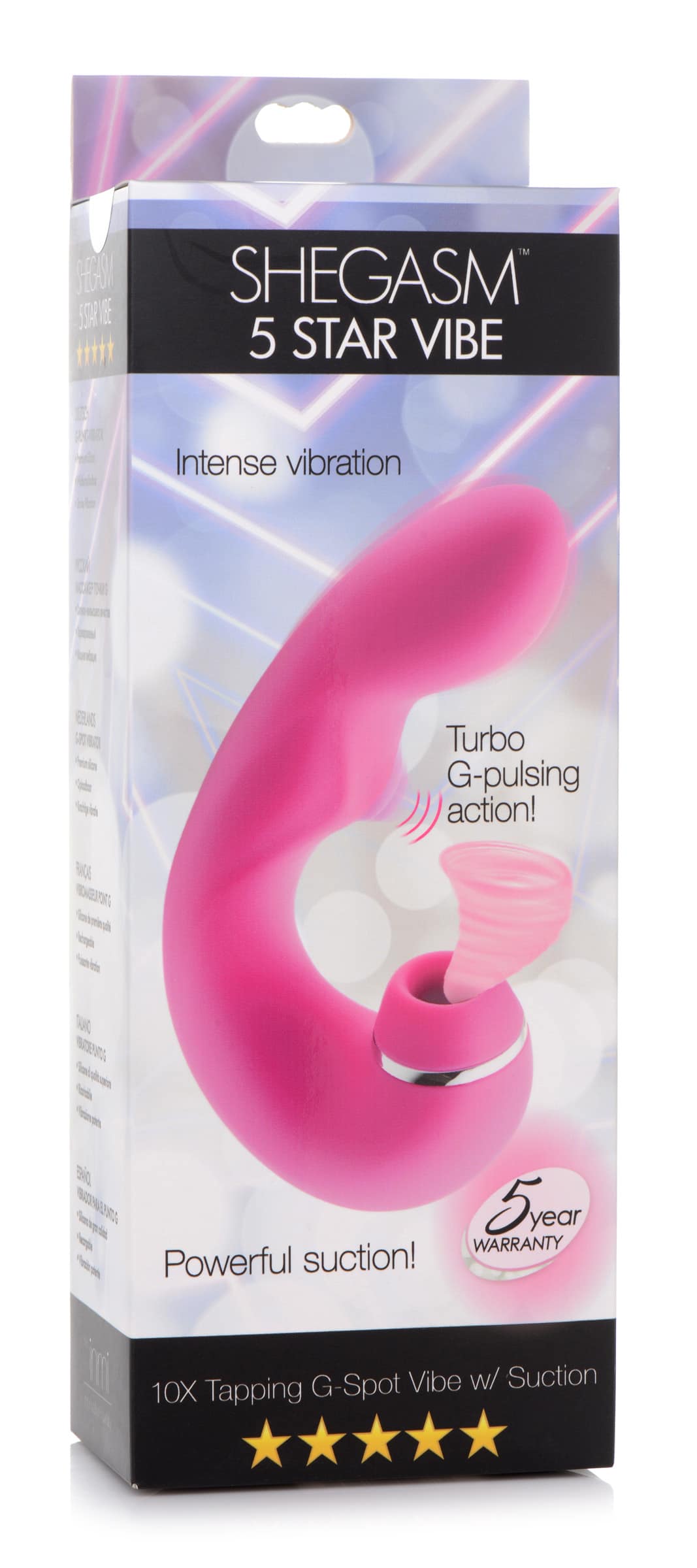 Shegasm 5 Star 10X Tapping G-Spot Silicone Vibrator with Suction - Pink - Image 7