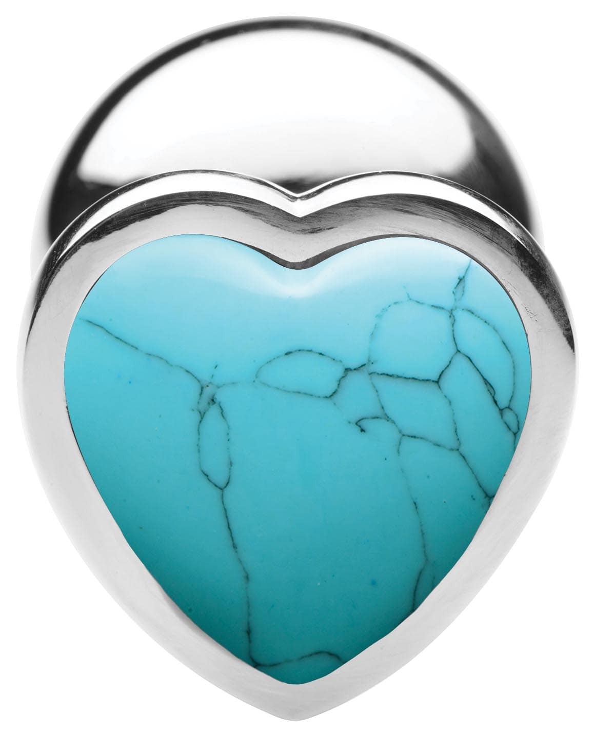 Authentic Turquoise Gemstone Heart Anal Plug - Medium - Image 3
