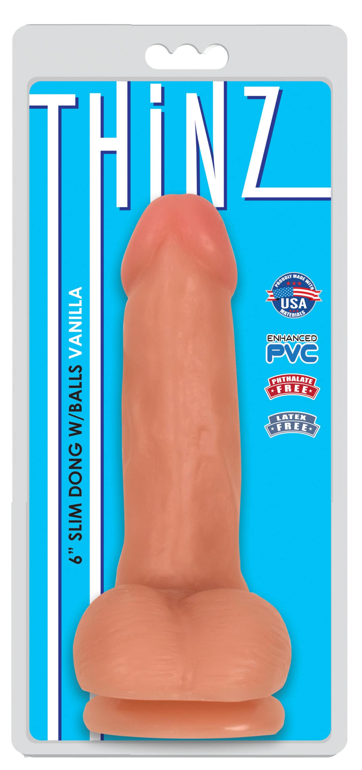 6 Inch Slim Dildo with Balls - Light - Image 2