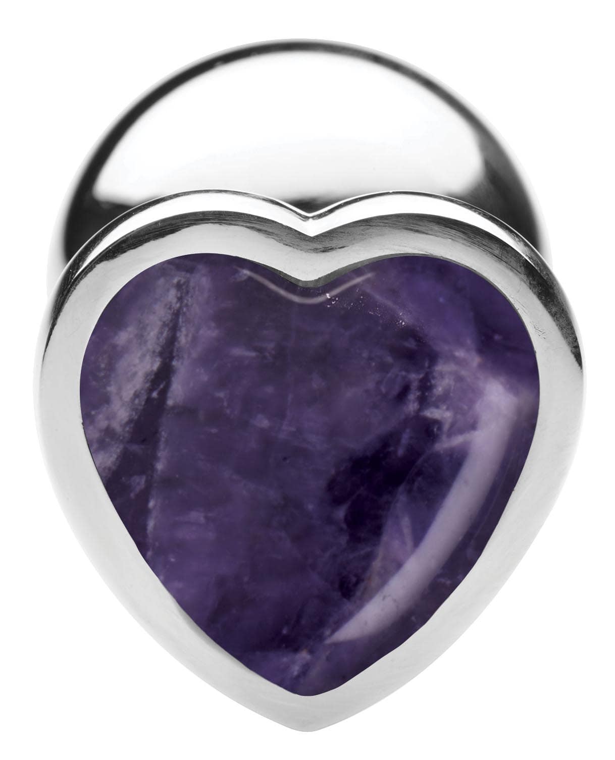 Genuine Amethyst Gemstone Heart Anal Plug - Large - Image 3