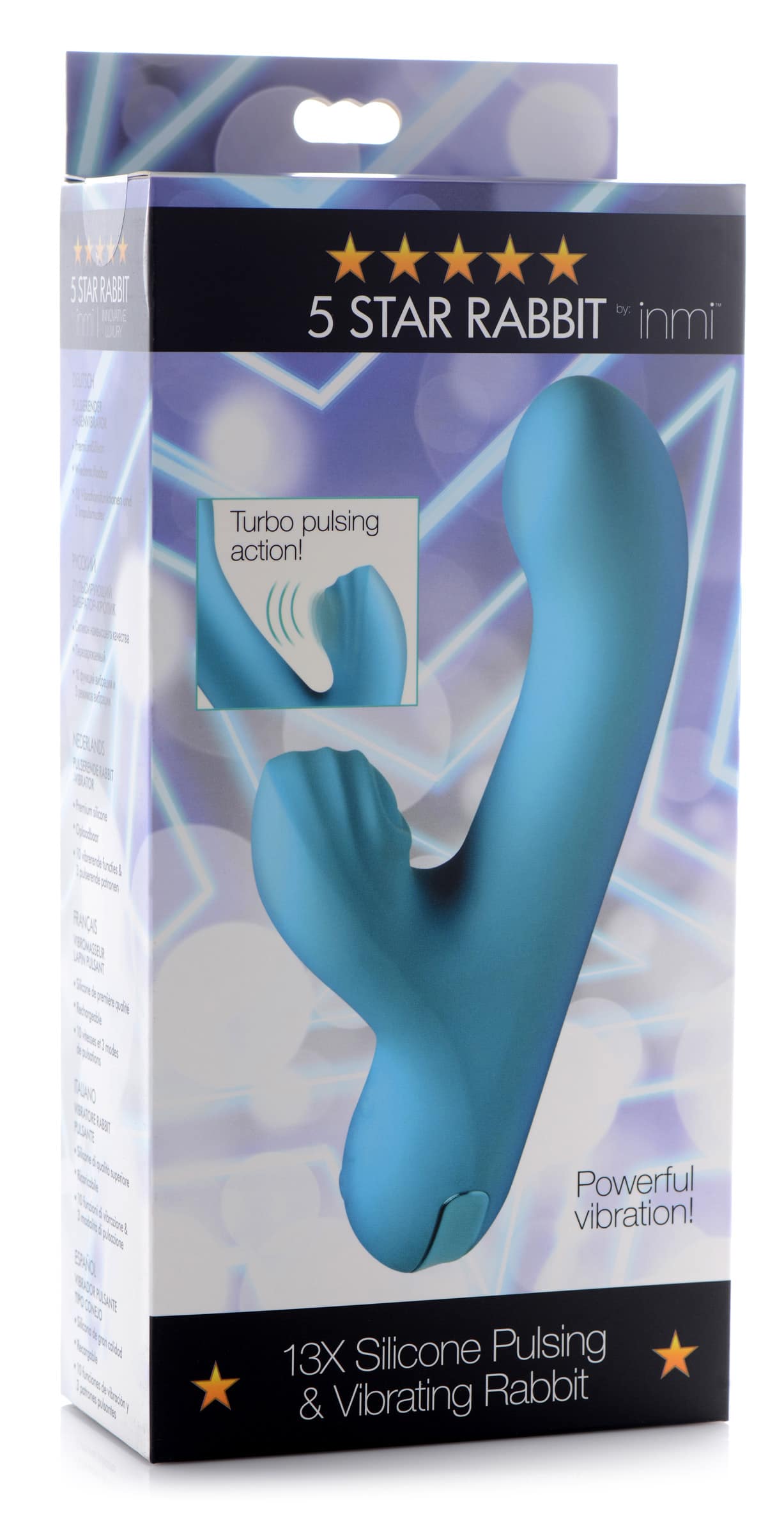 5 Star 13X Silicone Pulsing and Vibrating Rabbit - Teal - Image 6