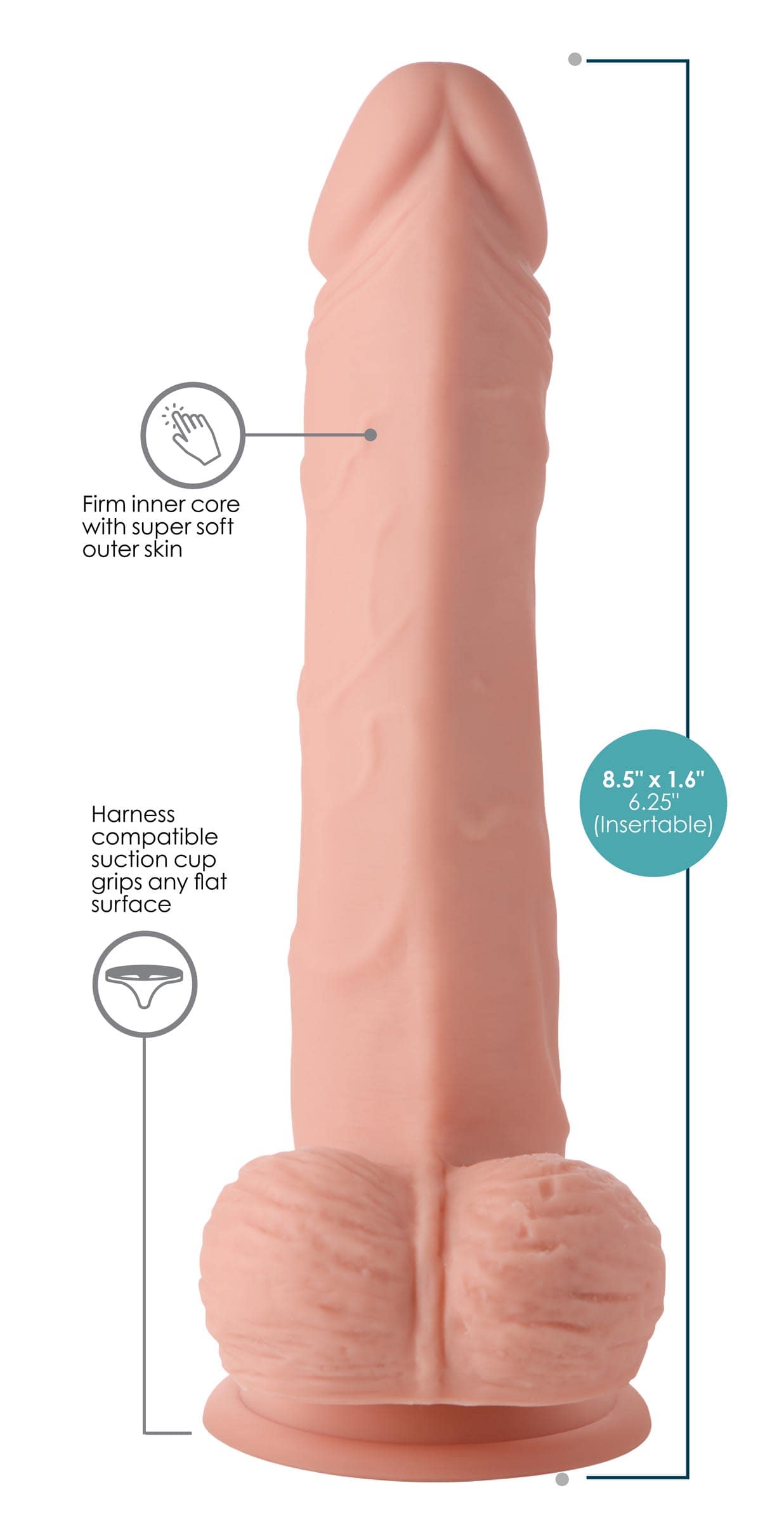 Thrusting and Vibrating 8 Inch Dildo - Light - Image 2