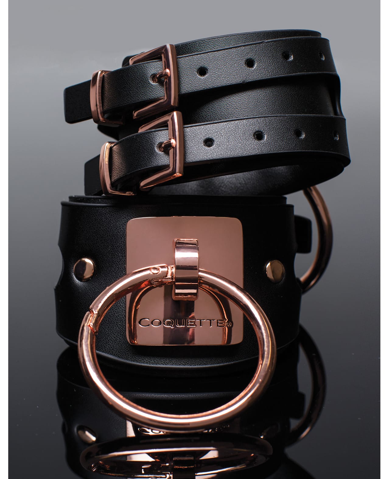 Pleasure Collection Adjustable Handcuffs - Black/Rose Gold - Image 4