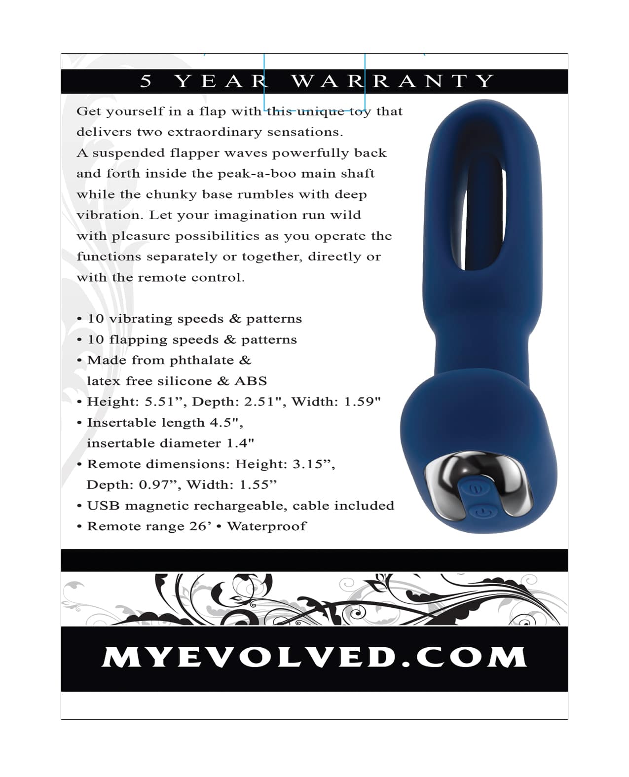Evolved The Flapper Remote Controlled Clit Tickler & Vibrator - Blue - Image 6