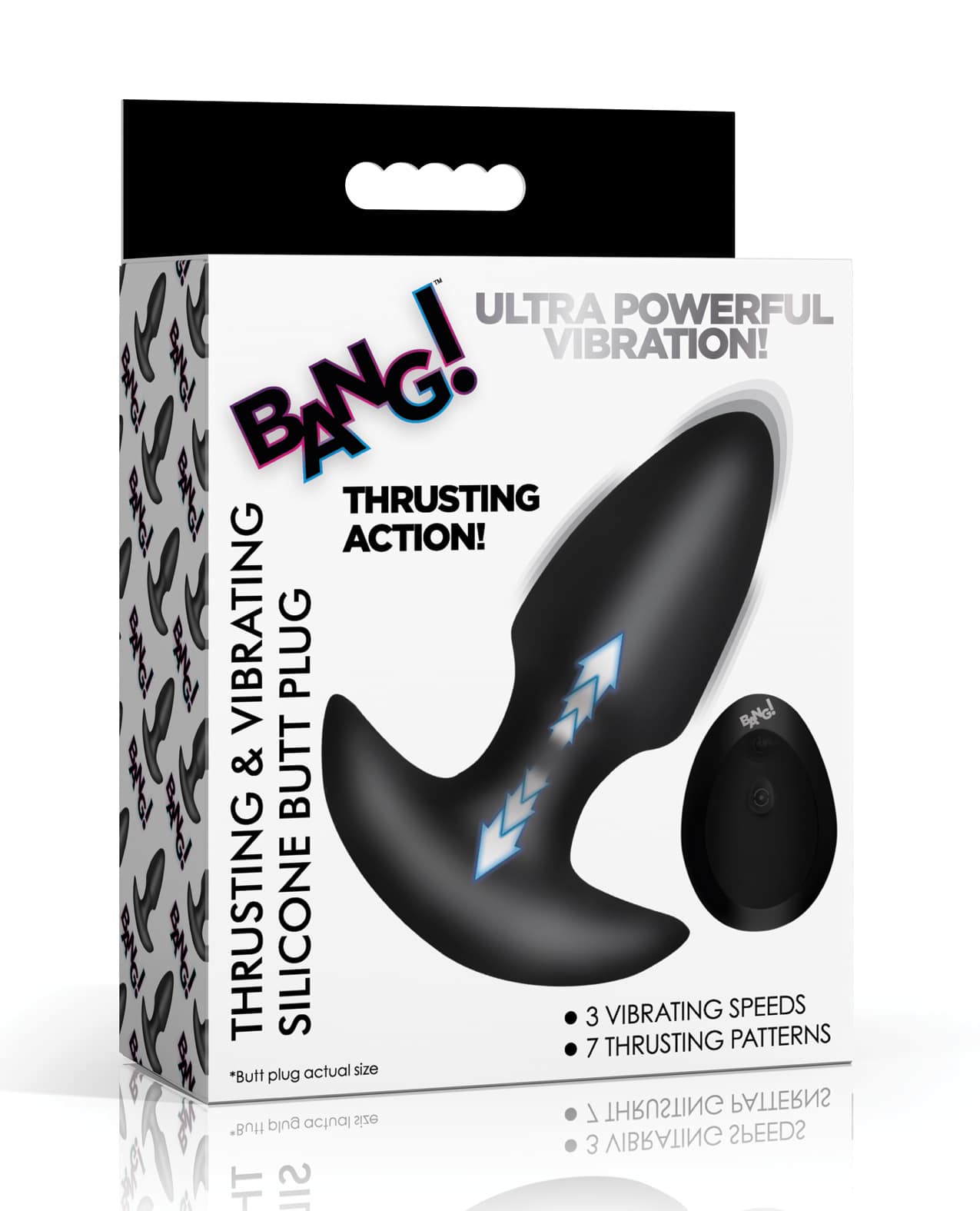 Bang! Thrusting & Vibrating Butt Plug - Black