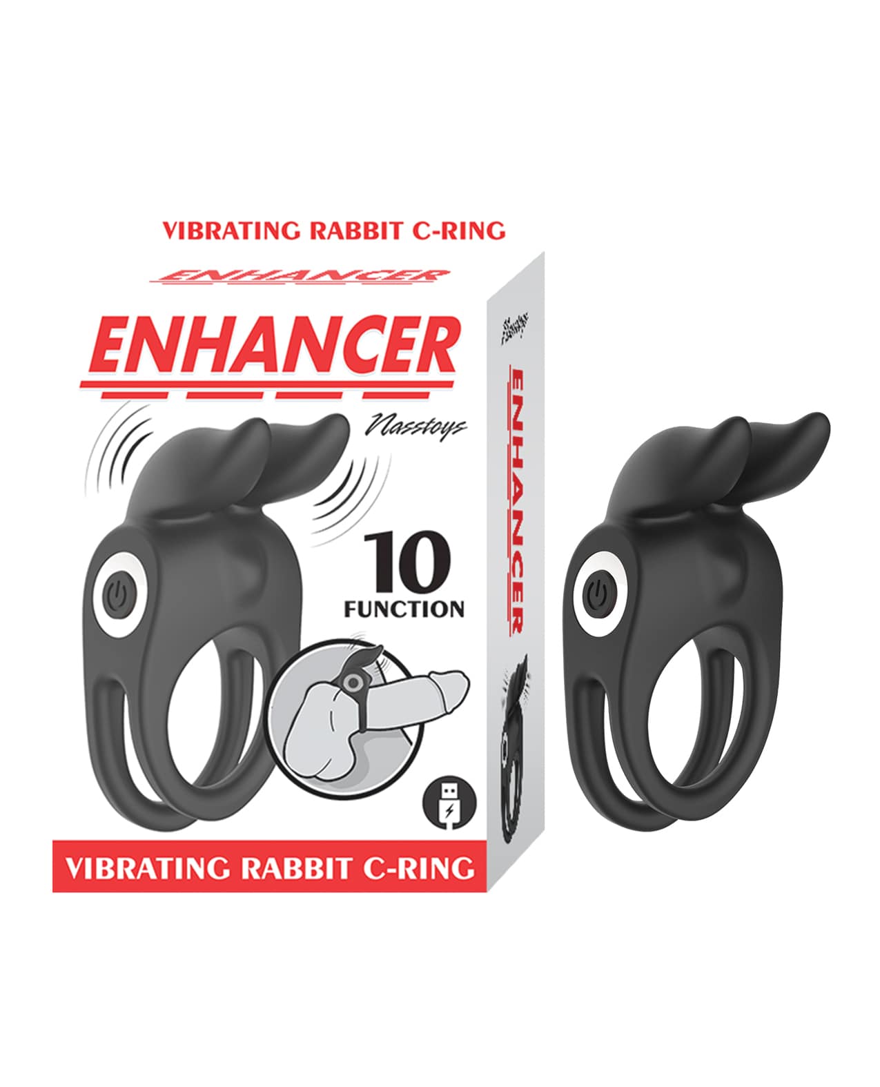 Enhancer Vibrating Rabbit C-Ring - Black