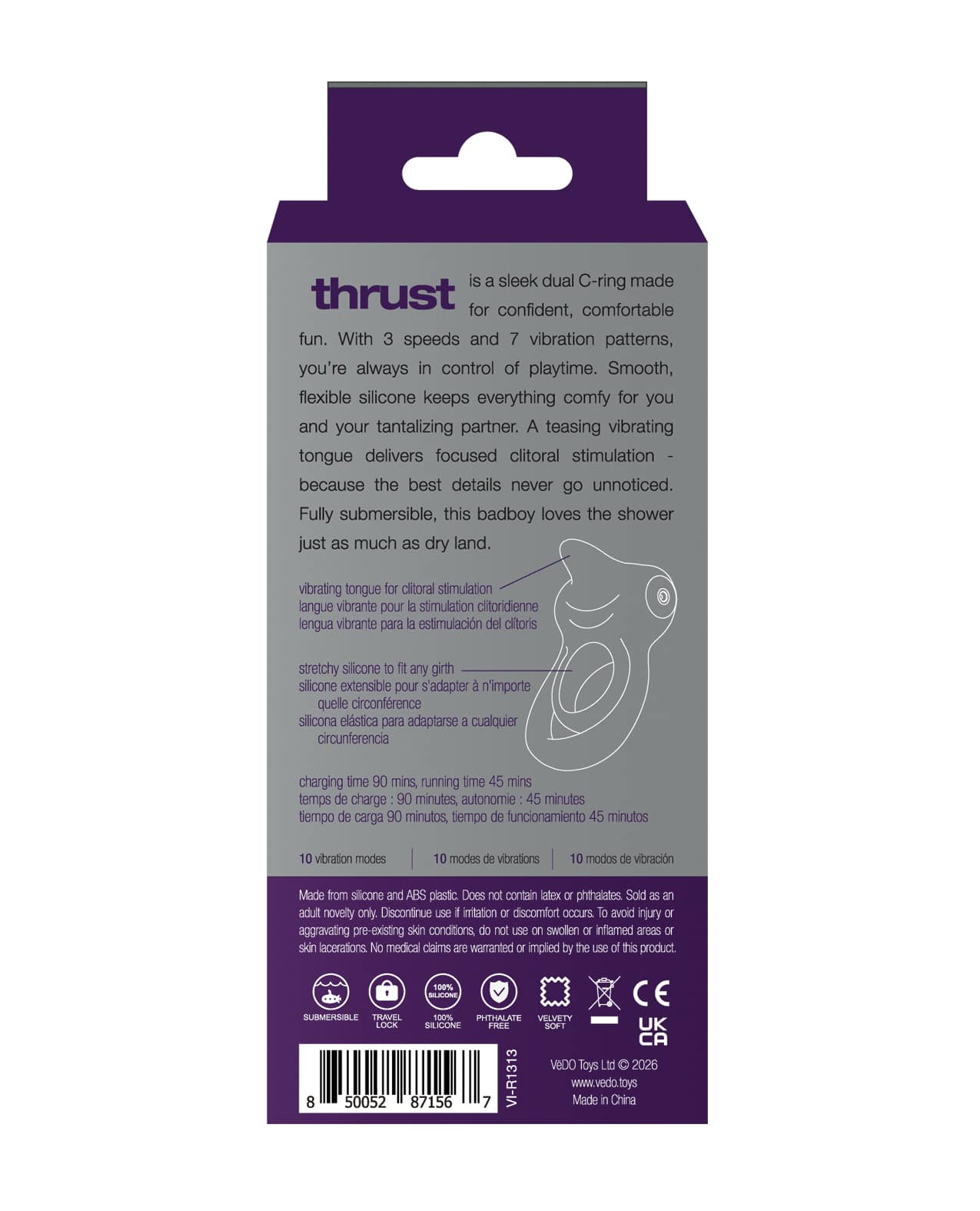 VeDO Thrust Rechargeable Dual C-Ring - Purple - Image 5