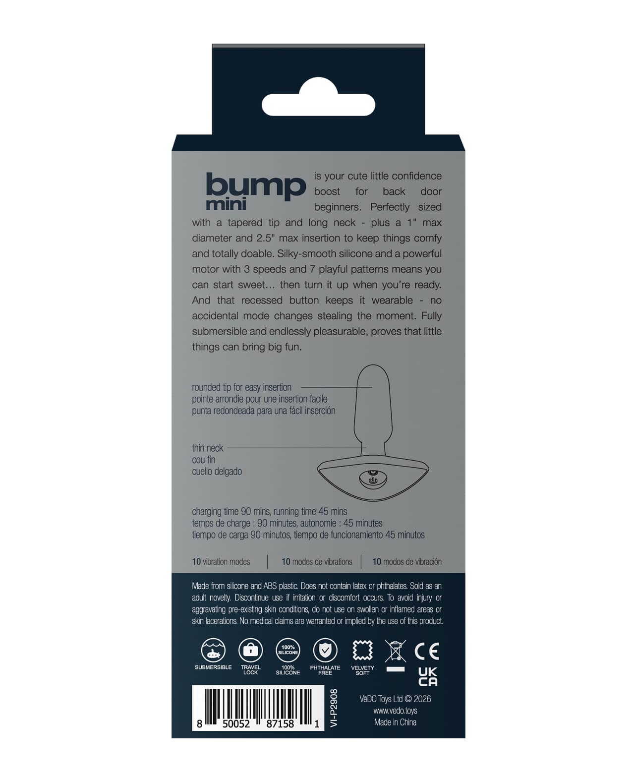 VeDO Bump Mini Rechargeable Anal Plug - Black - Image 5