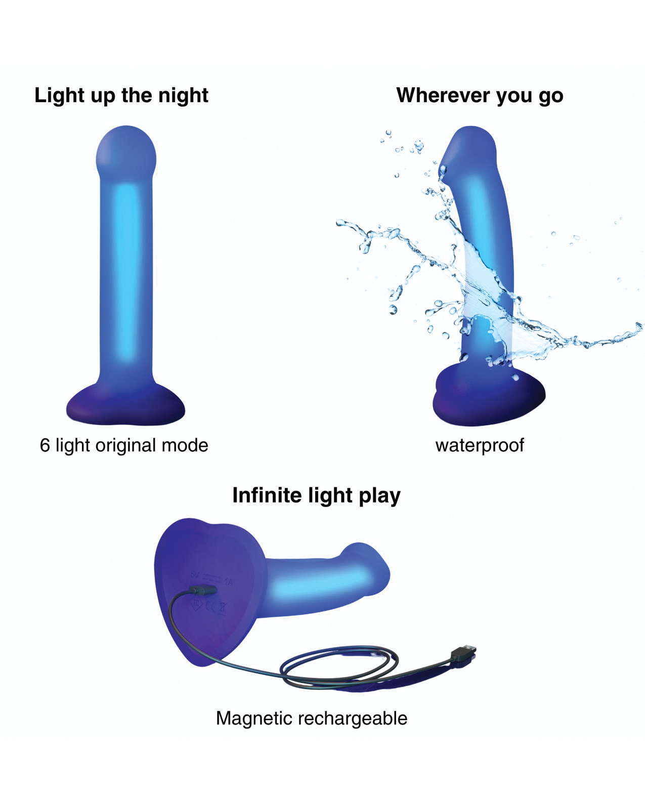Strap-on-Me Glow-Led Dildo - Purple - Image 3
