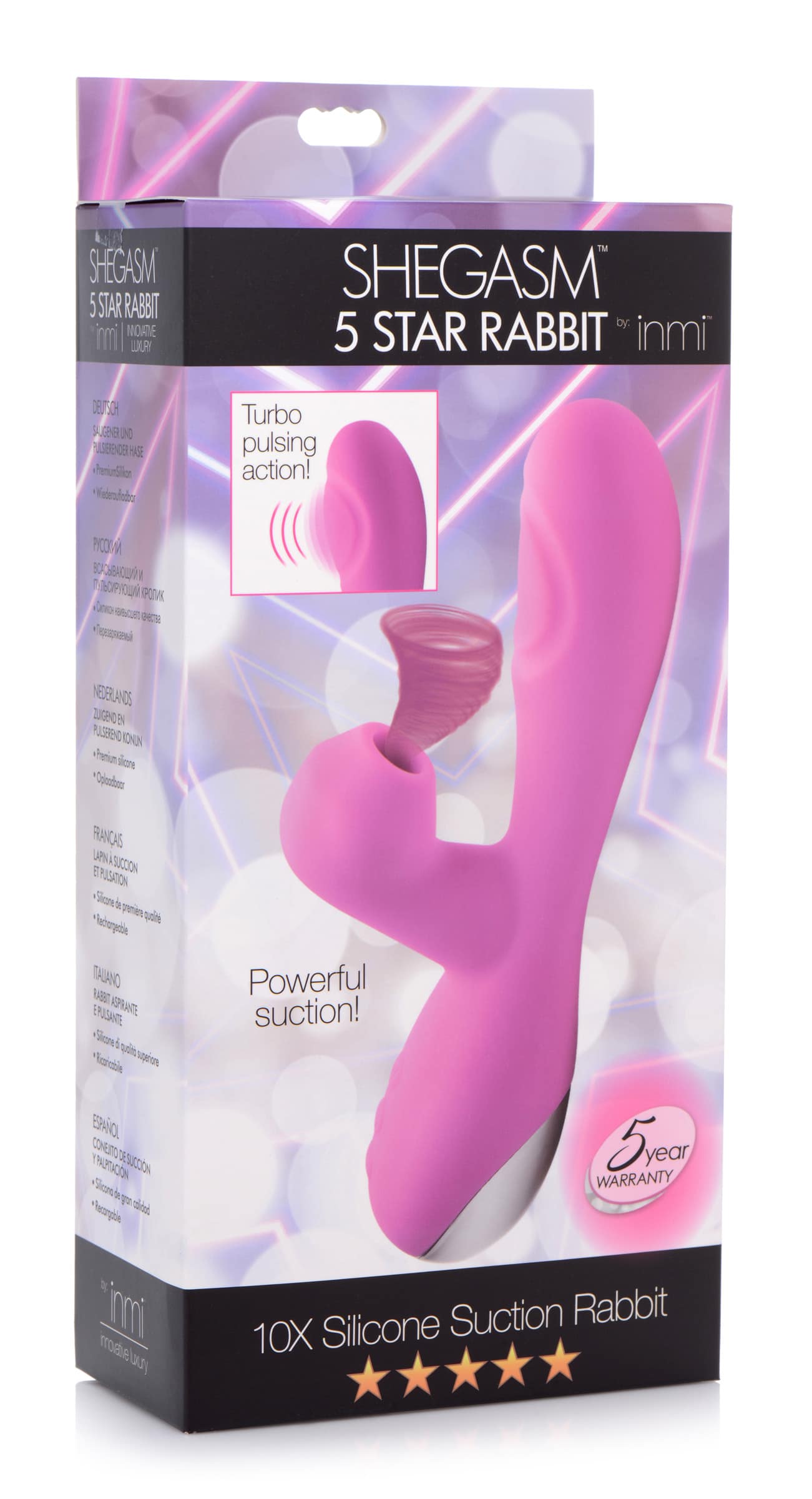 10X Silicone Suction Rabbit Vibrator - Pink - Image 6
