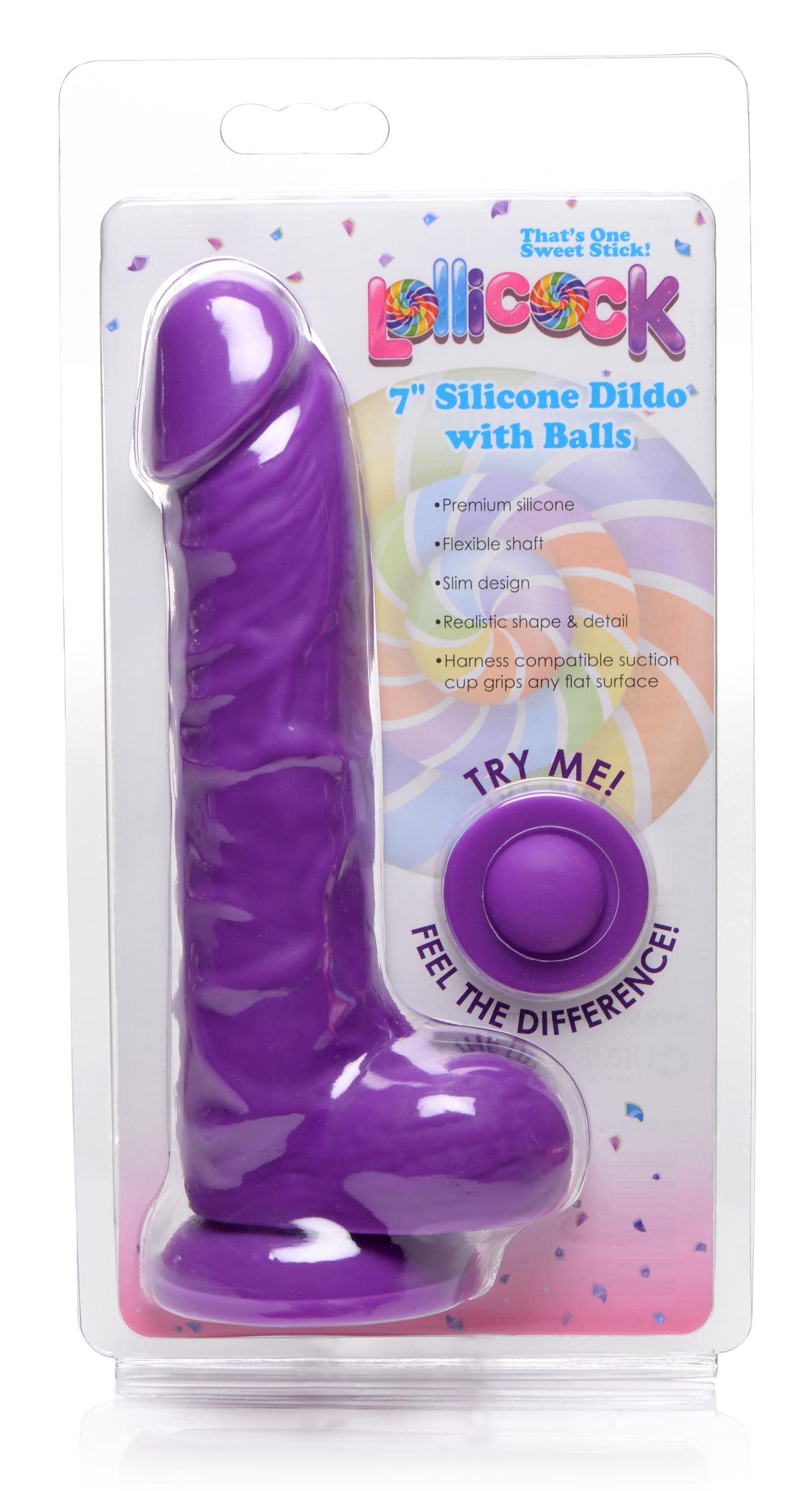 7 Inch Silicone Dildo with Balls - Grape - Image 7