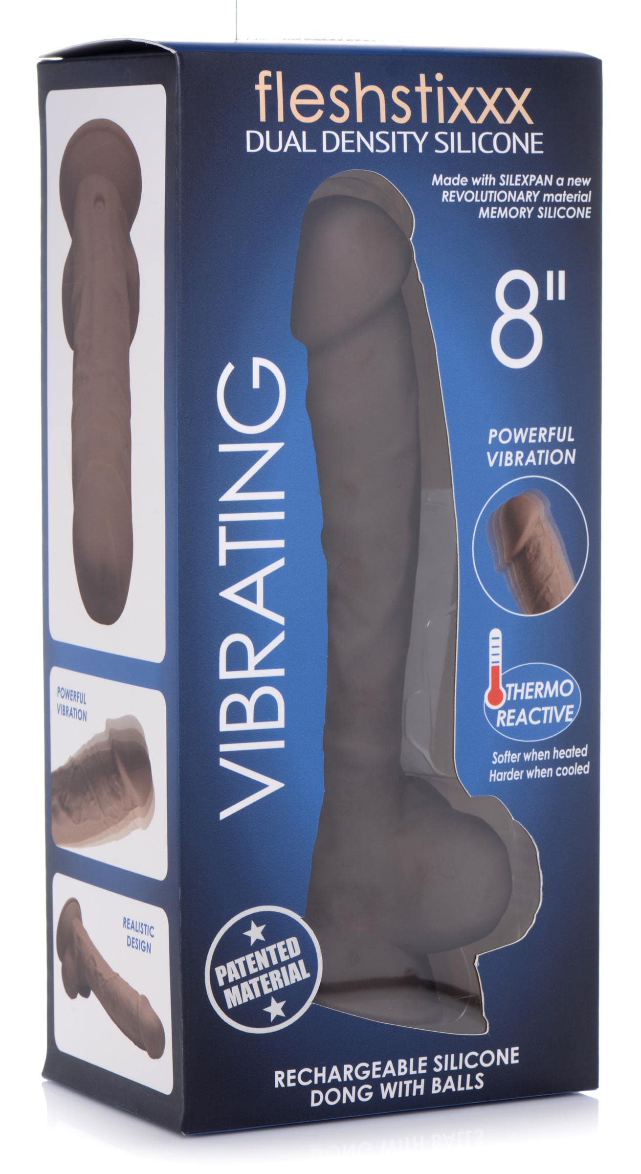 8 Inch Silexpan Hypoallergenic Silicone Vibrating Dildo - Dark - Image 6