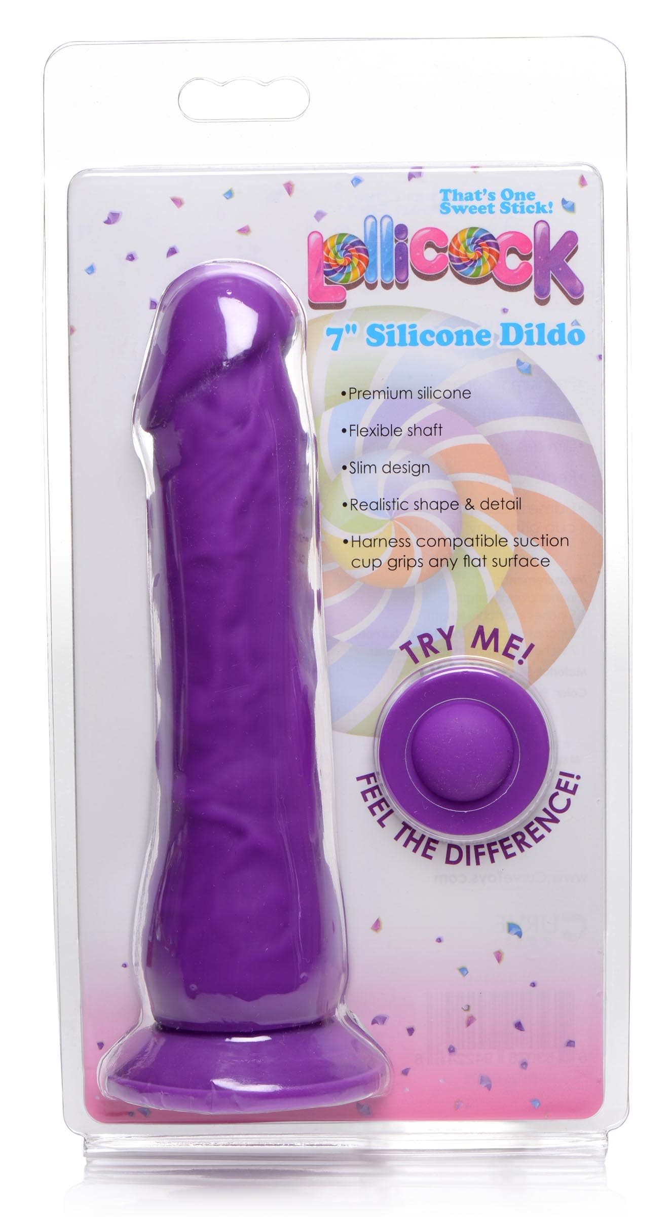 7 Inch Silicone Dildo - Grape - Image 6