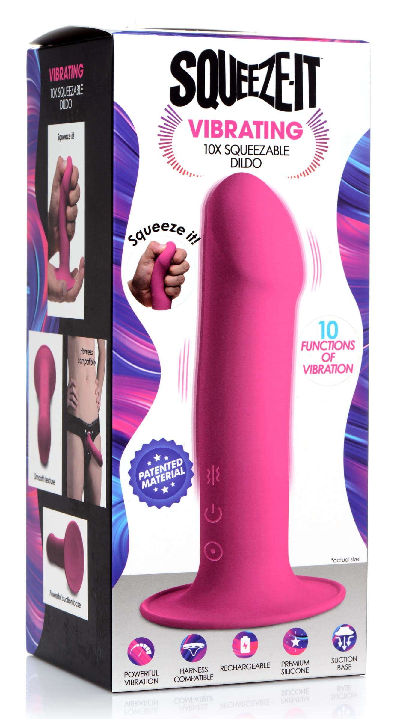 10X Squeezable Vibrating Dildo - Pink - Image 8