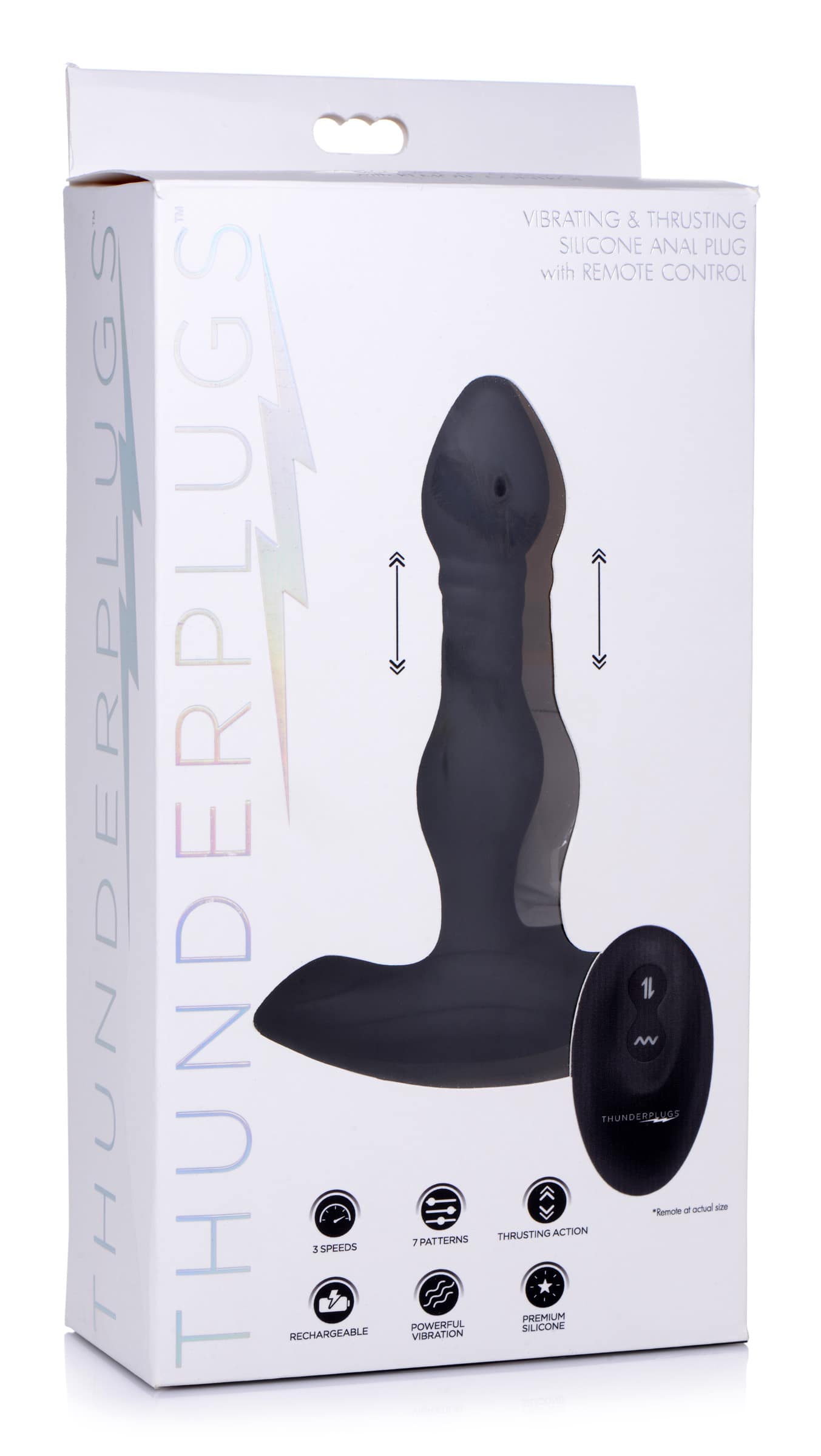 Vibrating and Thrusting Remote Control Silicone Anal Plug - Image 7