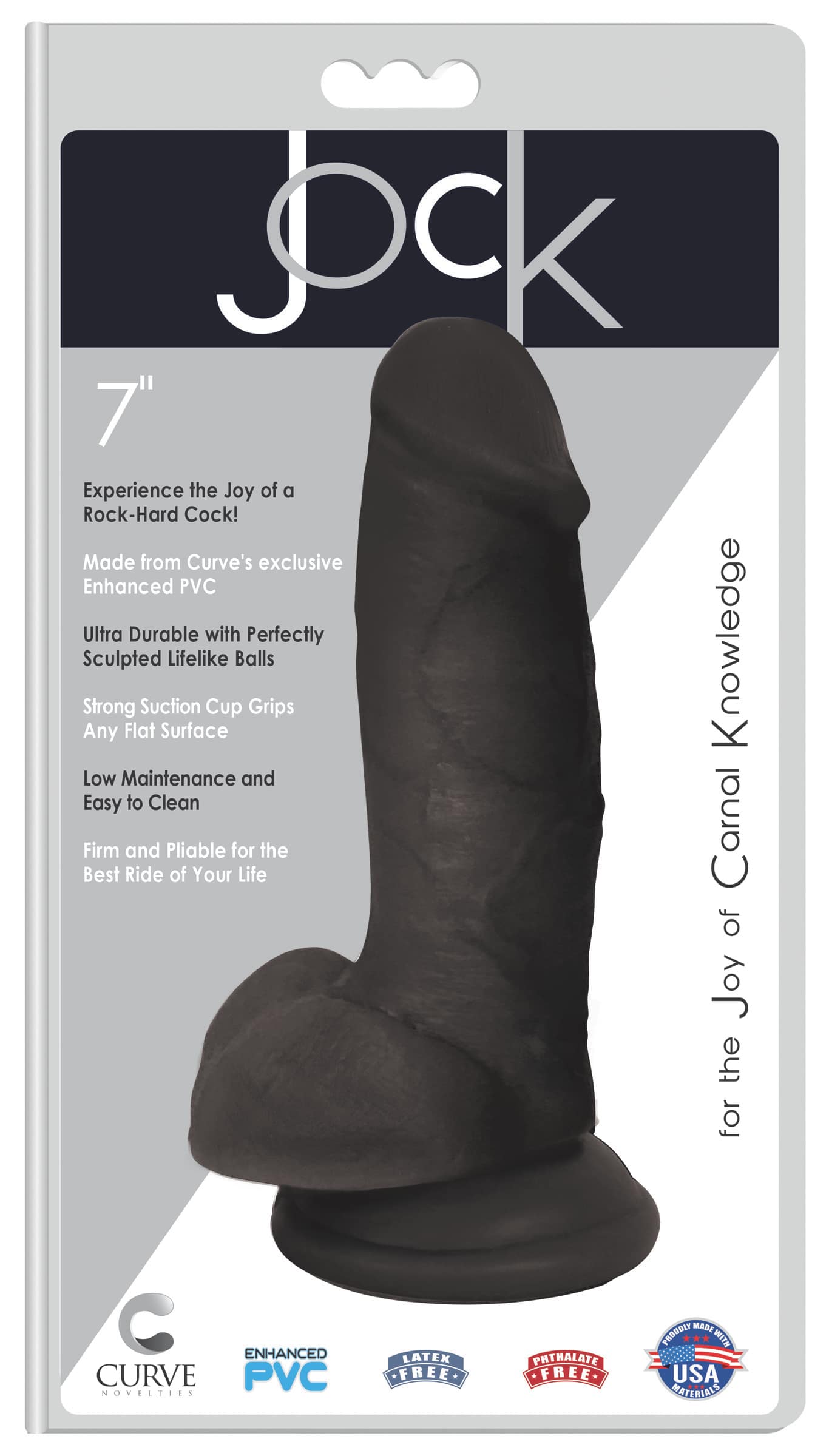 Jock 7 Inch Dildo with Balls - Black - Image 2
