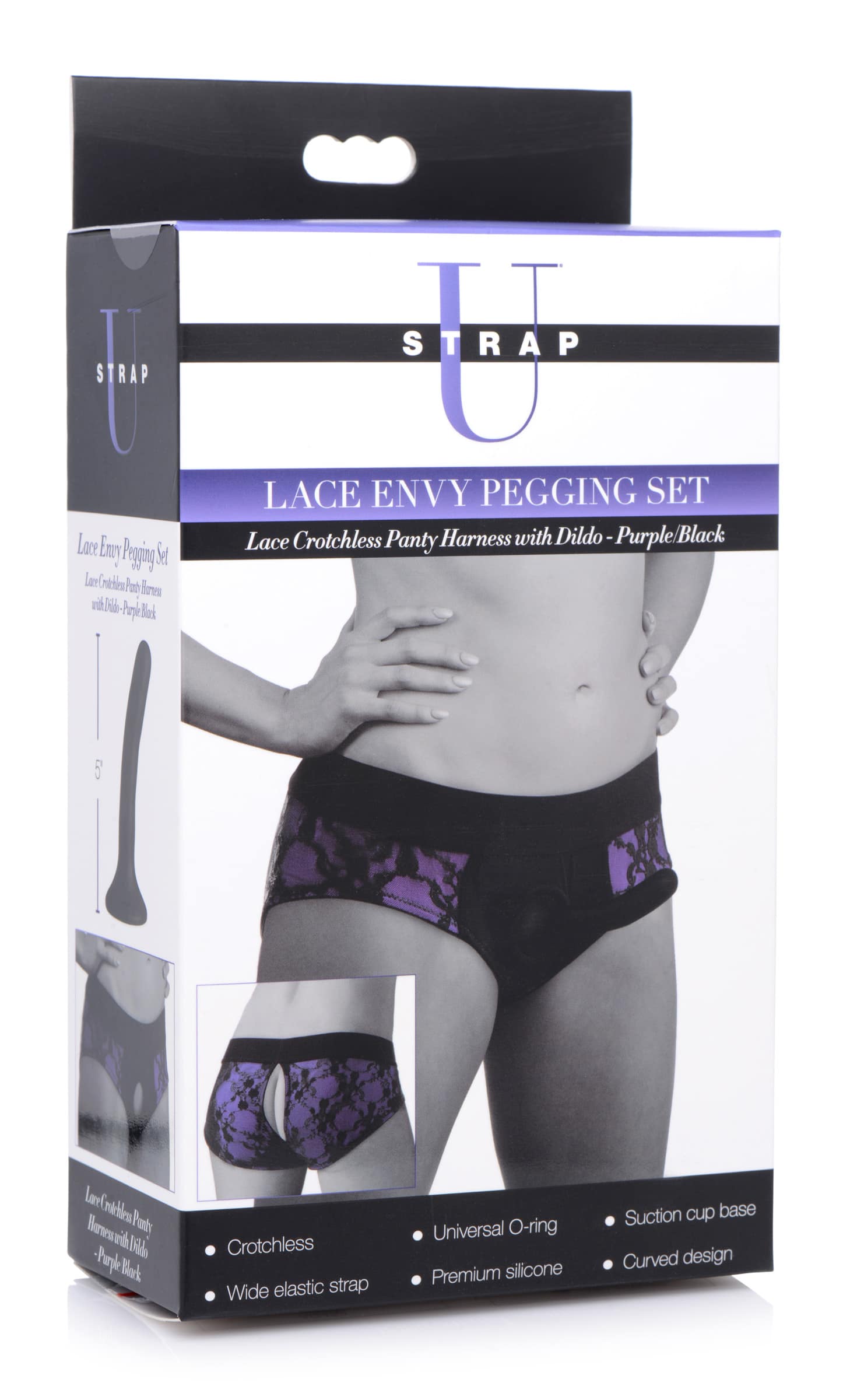 Lace Envy Pegging Set with Lace Crotchless Panty Harness and Dildo - L-XL - Image 6