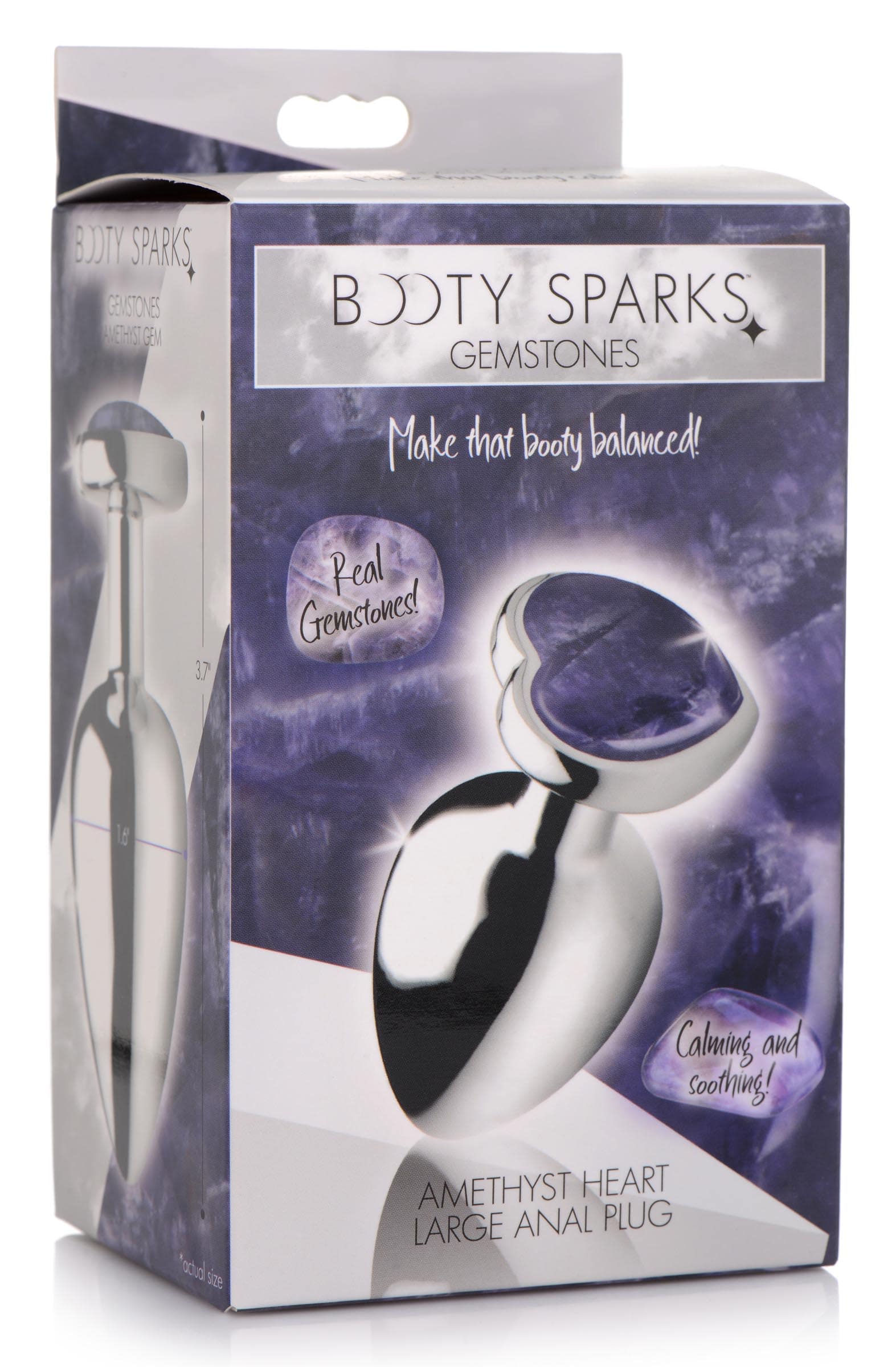 Genuine Amethyst Gemstone Heart Anal Plug - Large - Image 8