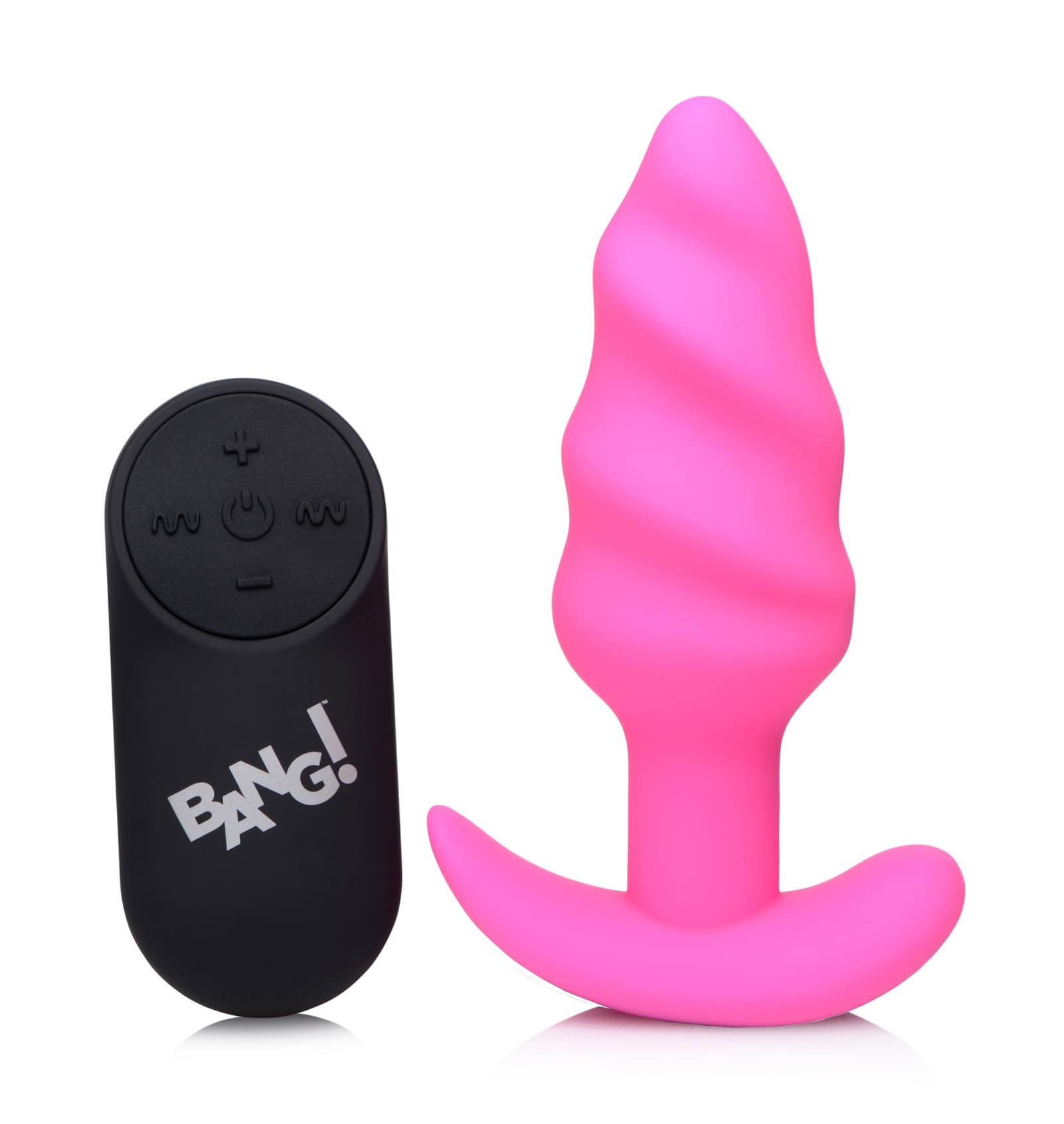 Remote Control 21X Vibrating Silicone Swirl Butt Plug - Pink - Image 4