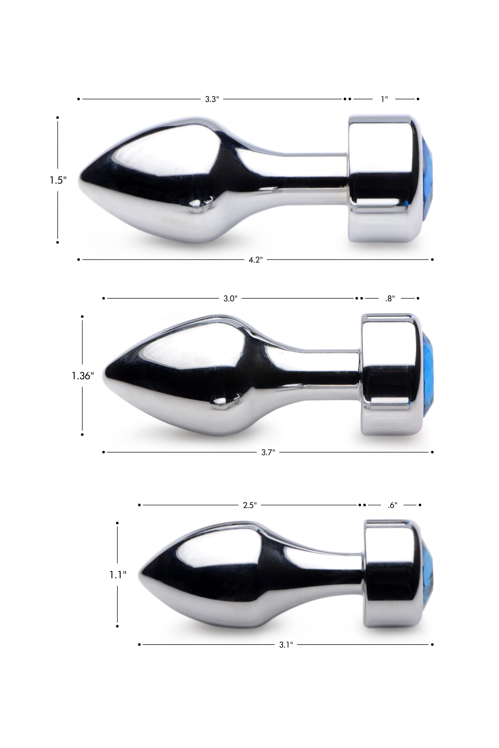 Blue Gem Weighted Anal Plug - Small - Image 4