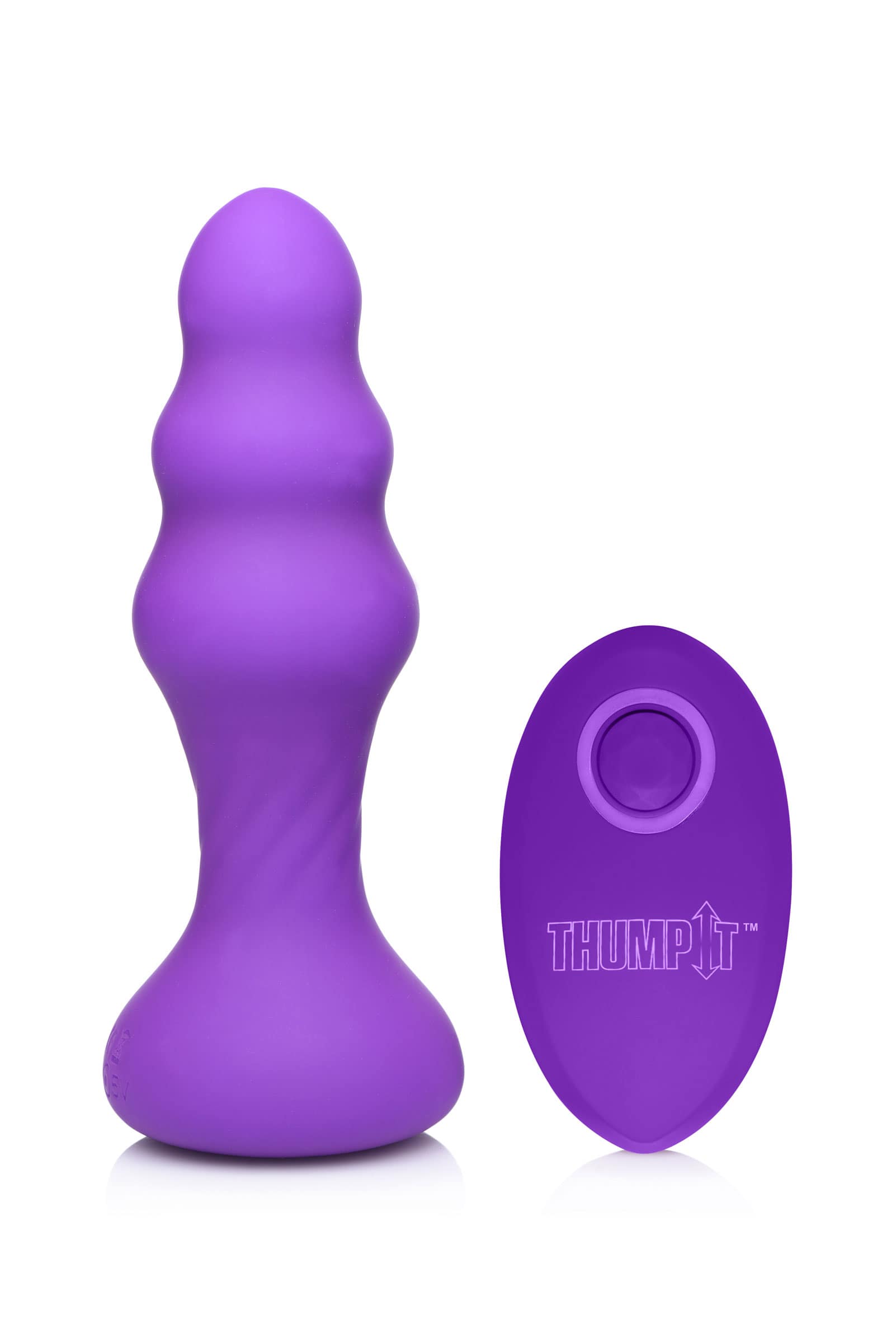 7X Slim Ribbed Thumping Silicone Anal Plug - Image 3