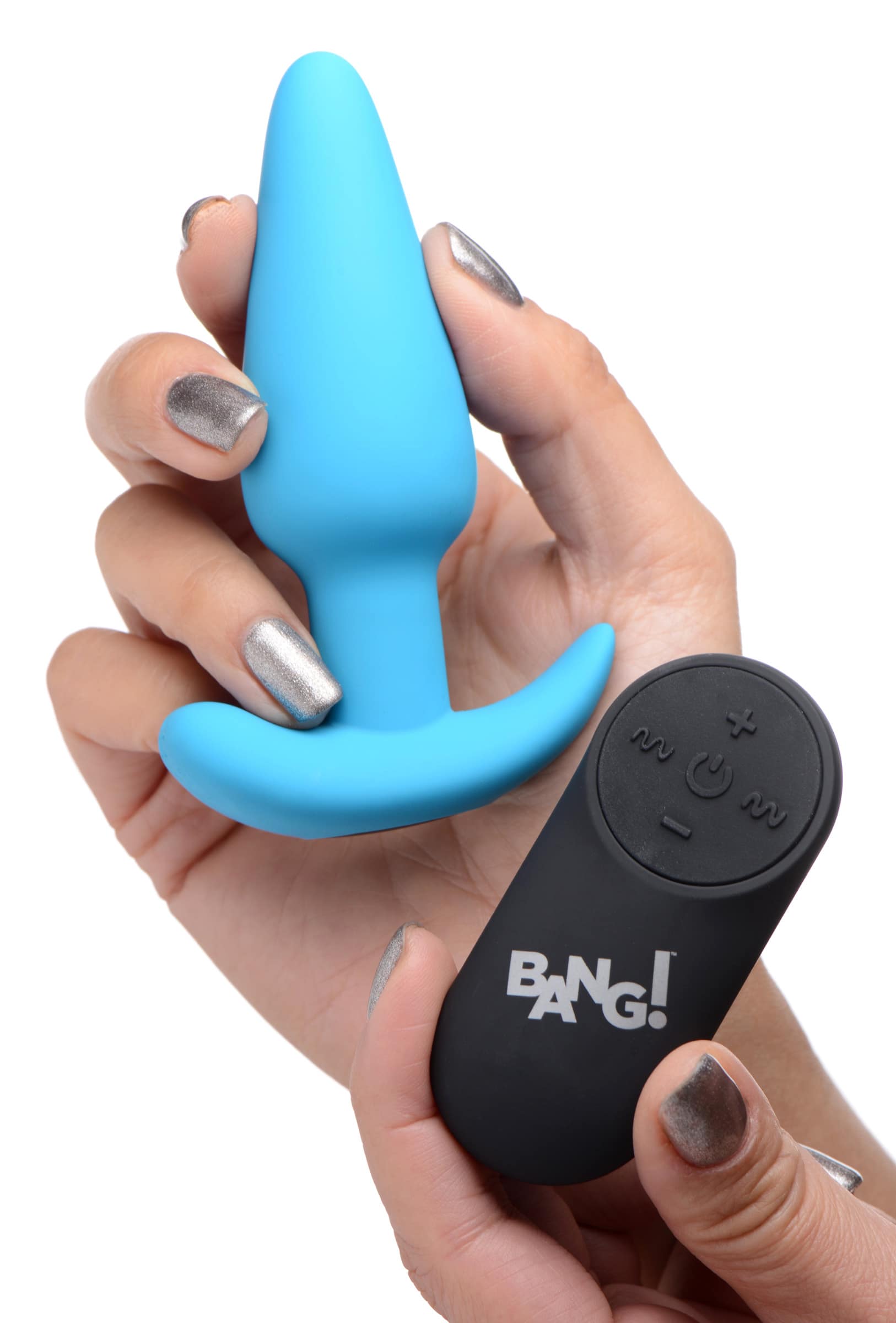 Remote Control 21X Vibrating Silicone Butt Plug - Blue - Image 3