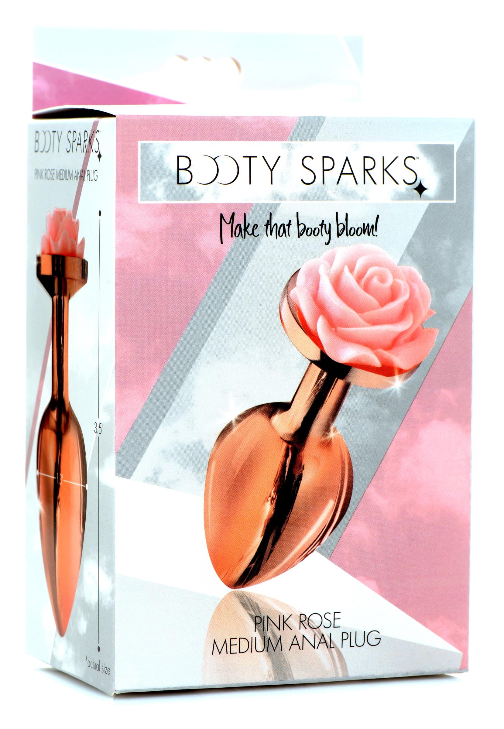 Rose Gold Anal Plug with Pink Flower - Medium - Image 7