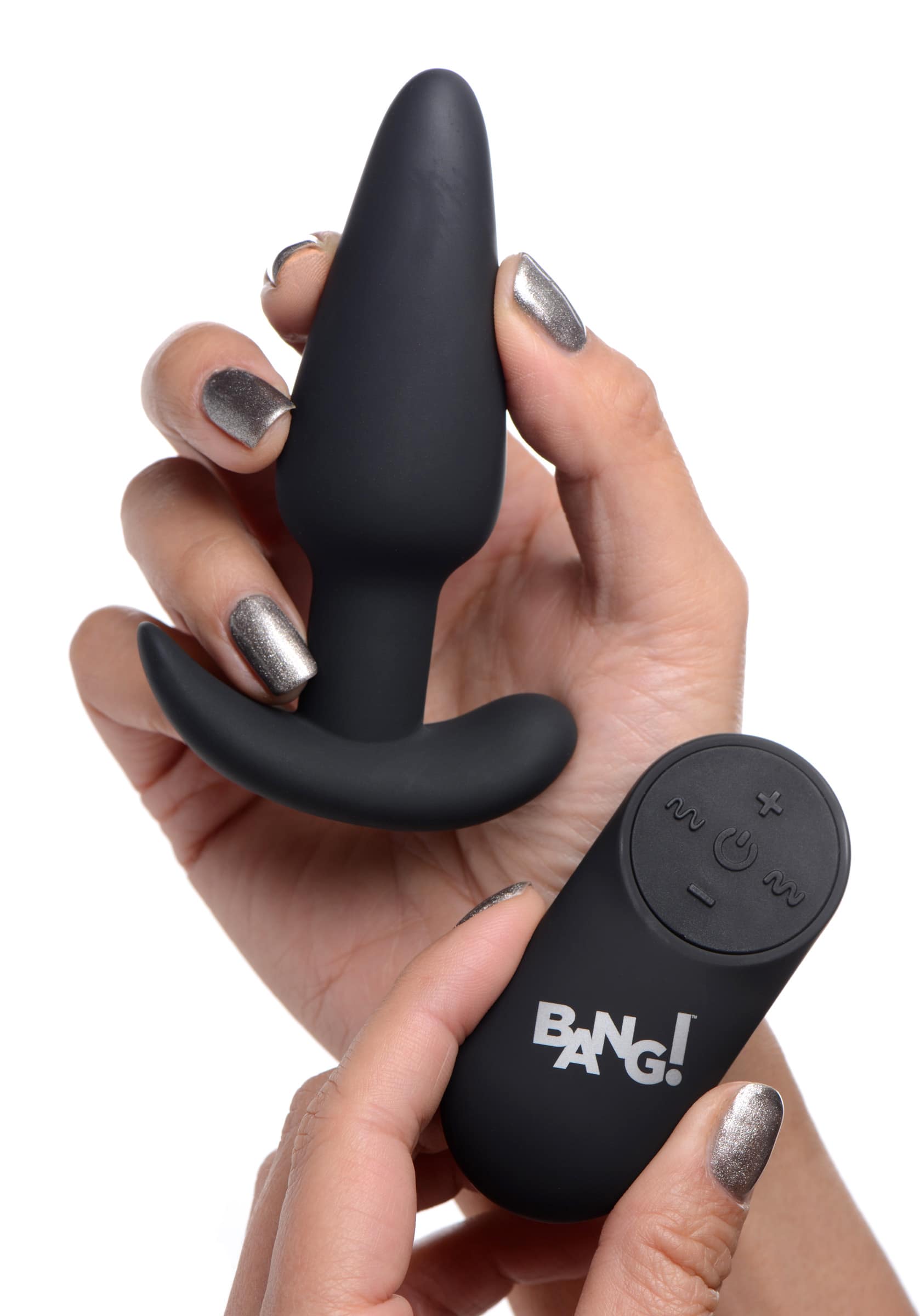 Remote Control 21X Vibrating Silicone Butt Plug - Black - Image 3