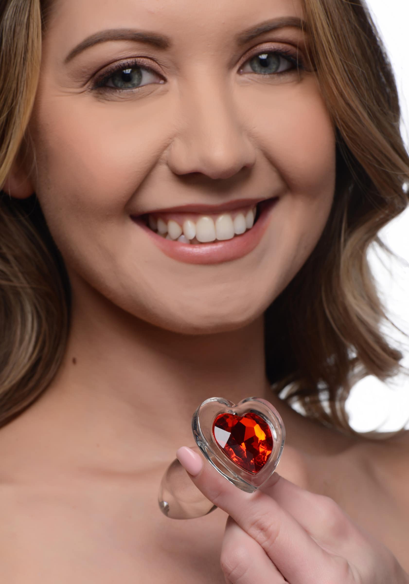 Red Heart Gem Glass Anal Plug - Small - Image 2