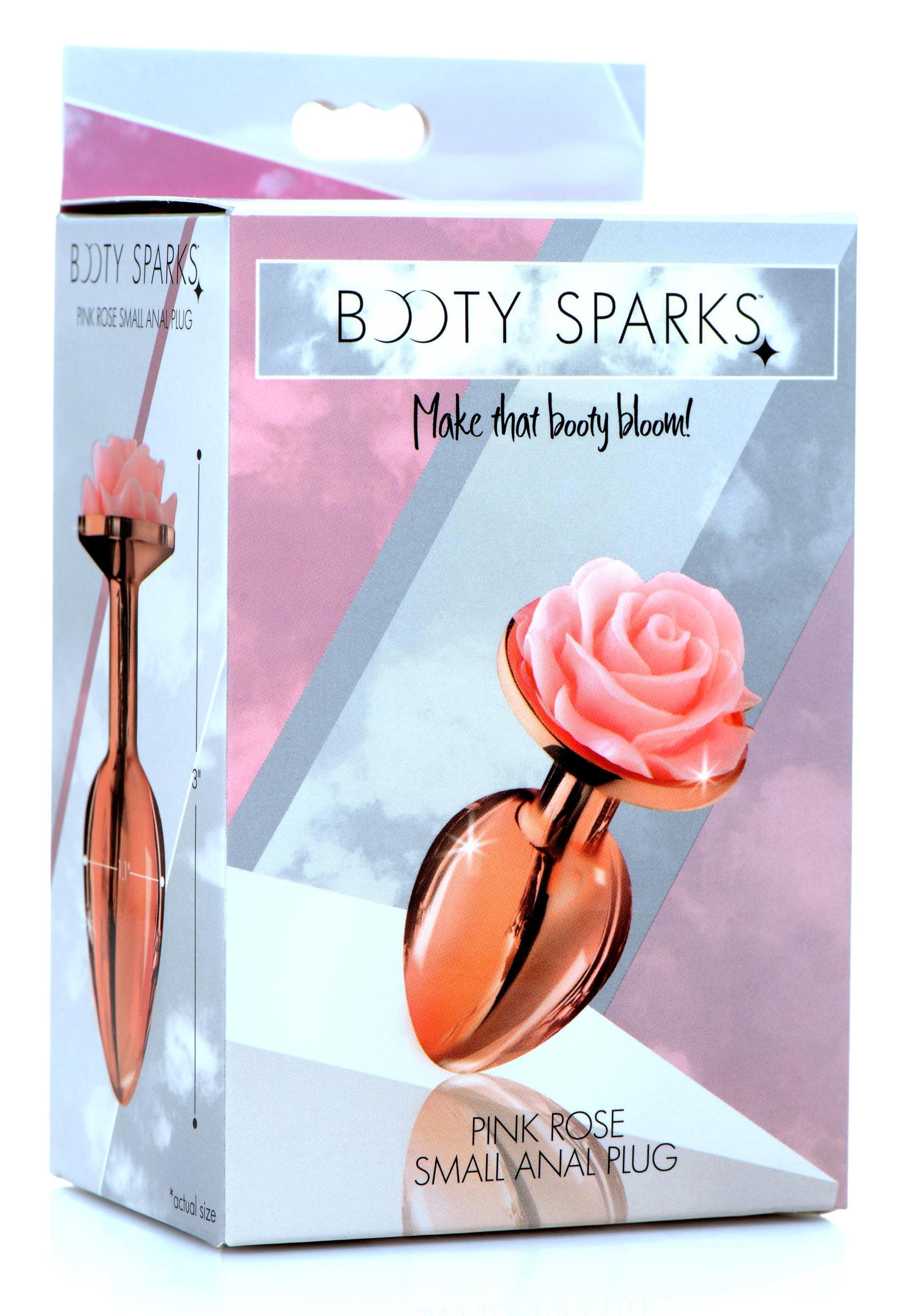 Rose Gold Anal Plug with Pink Flower - Small - Image 7