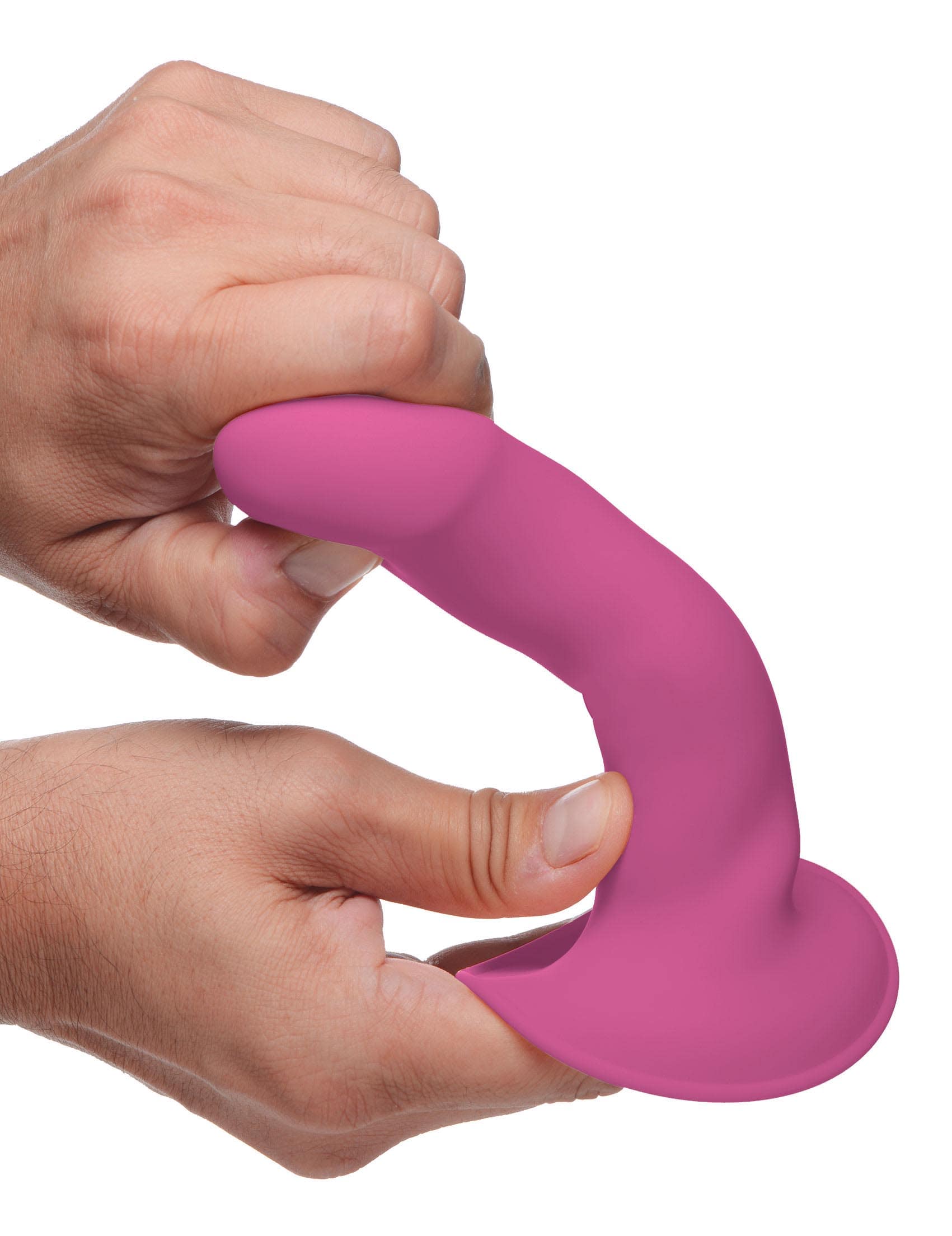 10X Squeezable Vibrating Dildo - Pink - Image 5