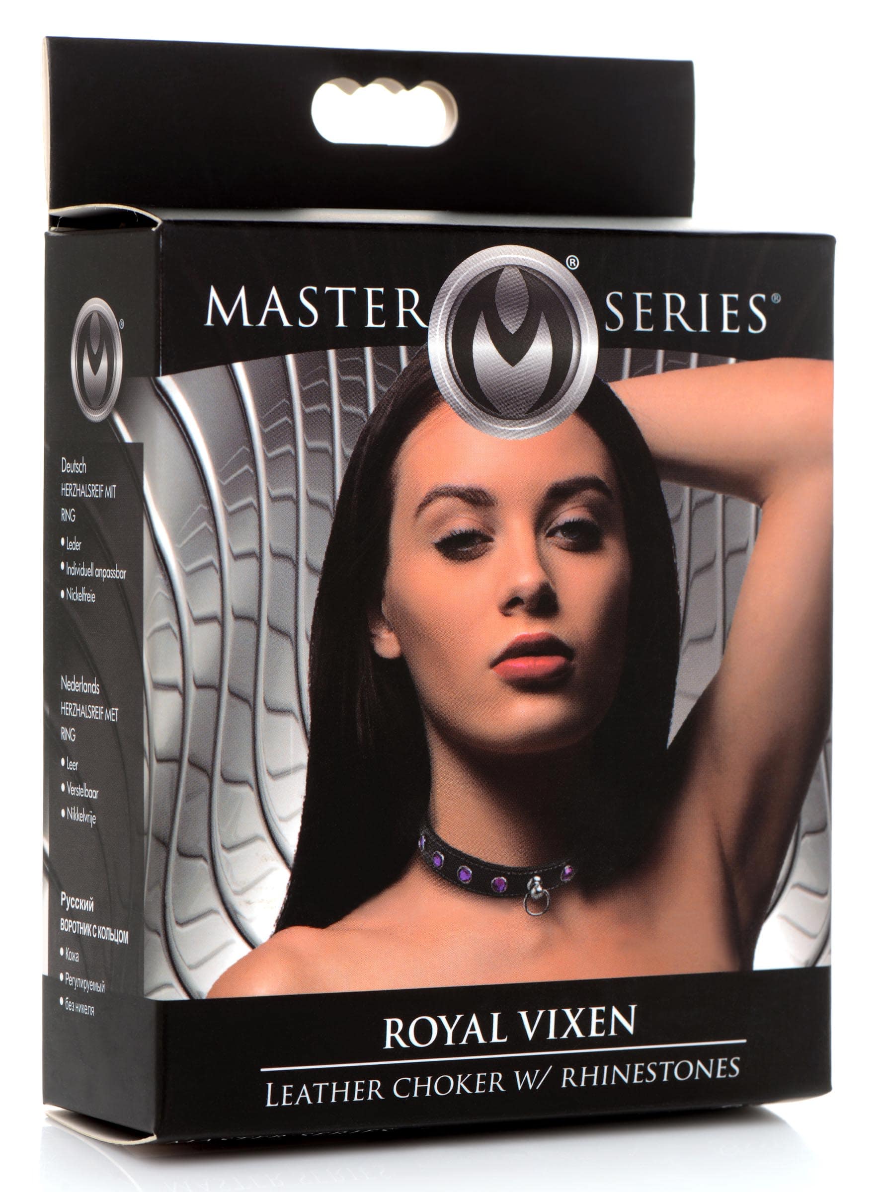 Royal Vixen Leather Choker with Rhinestones - Purple - Image 5