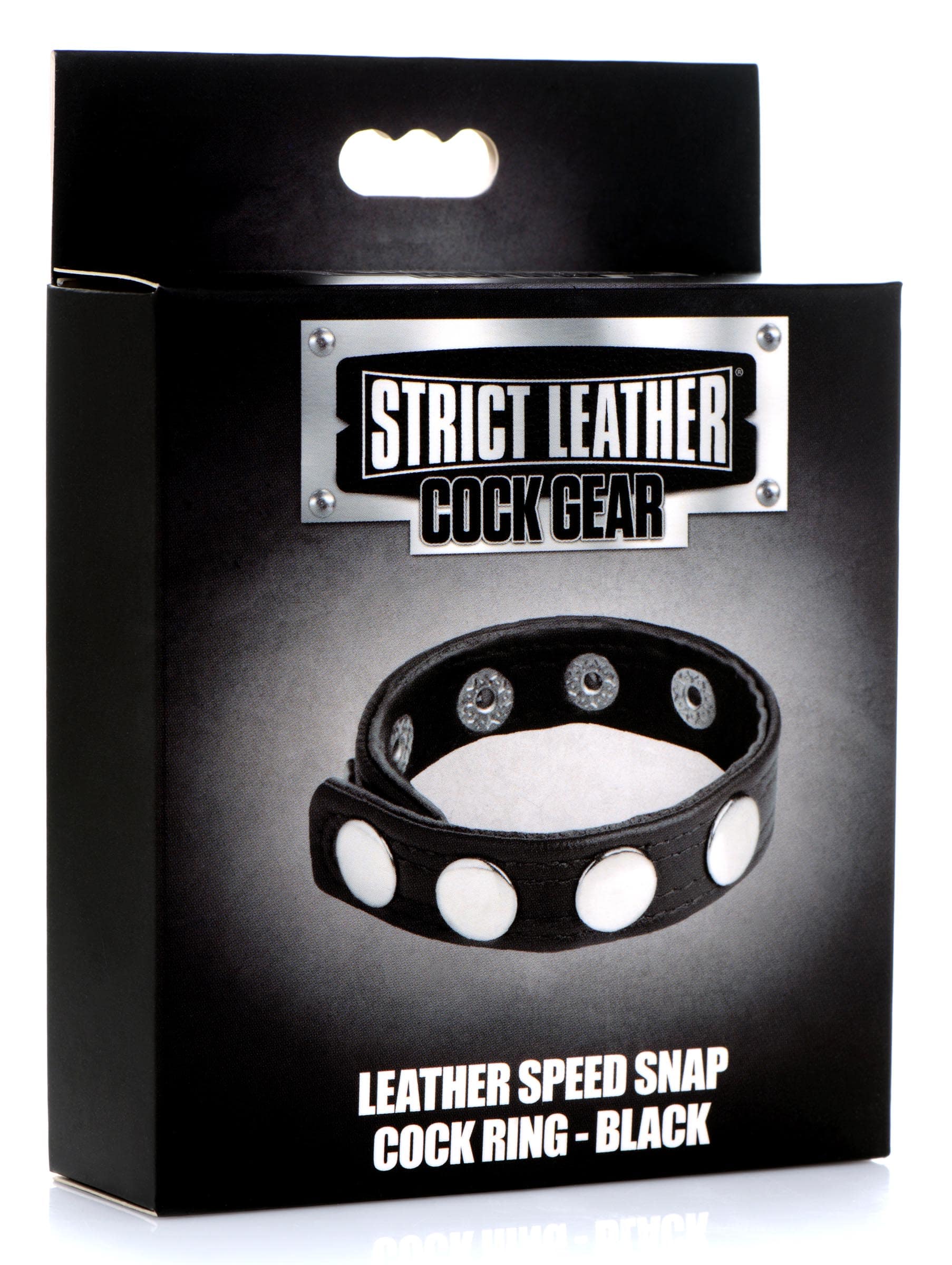 Leather Speed Snap Cock Ring - Black - Image 3