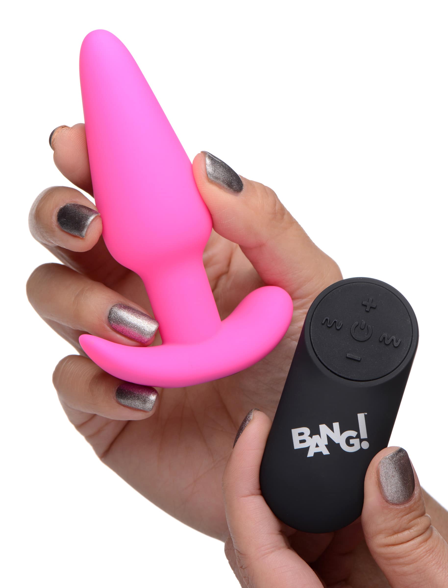 Remote Control 21X Vibrating Silicone Butt Plug - Pink - Image 3